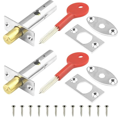 2 Pcs Mortice Door Bolts with 2 Star Keys, Anti-Theft Door Latch, Security Rack Bolts for Doors and Windows, Easy to Install, Easy Installation