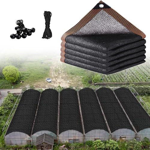 Telone parasole in rete con occhielli, protezione dai raggi UV, 60 x 7 m, copertura da giardino nera per ortaggi, fiori e piante in vaso, protezione dal calore per esterni