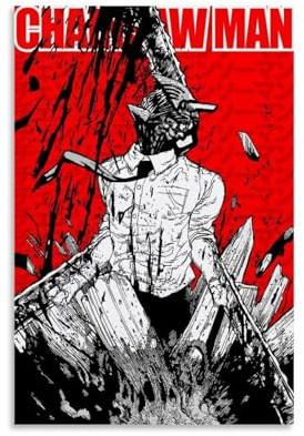 Generisch Anime Chainsaw Art Man Canvas Poster Für Zimmer, Ästhetische Leinwand-Wandkunst, Schlafzimmer-Dekor Poster 12x18inch(30x45cm)
