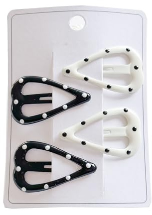 Waltonalice 4 Stück Schwarz-weiße Punkte Haarspangen für Mädchen Damen Metall Haarklammer Klein haarclips Spangen Haare Haar Snap Clips Kinder Haarklammern Haar-Accessoire