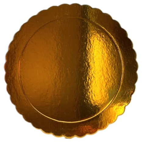 Azucren, Tortenboden, Tortenunterlage Rund 30 Cm, Extra Starke Scheibe Cake Board Gold für die Präsentation von Torten, mit Gewelltem Rand, Sorgt für Stabilität und ein Elegantes Aussehen