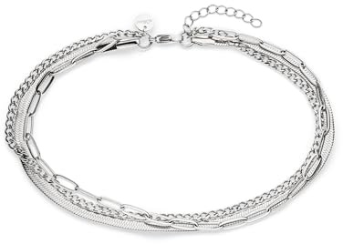 s.Oliver Damen Schmuck – Dreireihige Sleek Halsketten, Armbänder und Fußketten aus Edelstahl in verschiedenen Farben – Modern, Zeitlos & Alltagstauglich
