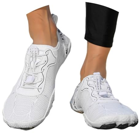 Water Shoes Women, Quick Dry Barefoot Aqua Shoes Unisex Gym Non-Slip Wide Fit Lightweight Walking Footwear for Surf/swim/beach Pool White 43