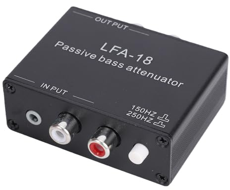 Annadue Attenuatore Passivo dei Bassi, Controllo Volume Stereo con Uscita Ingresso da 3,5 Mm, 2 modalità di Attenuazione, Taglio da 150 Hz a 250 Hz, per Altoparlanti Amplifi
