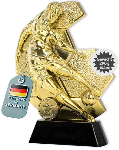 Larius Fußball Trophäe (14,5 cm, 290g) – Siegerpokal mit/ohne Gravur – Fußball Pokal für Kinder & Erwachsene – Turnier, MVP, Auszeichnung - F5