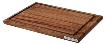 Continenta massives Tranchierbrett mit Saftrille aus Akazienholz, Schneidebrett in Profi Qualität, mit Metall Emblem, Größe: 43 x 29 x 2,4 cm