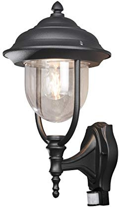 Konstsmide Parma Wandleuchte B: 24 cm T: 29 cm H: 49 cm, 1 x 75 W, IP44 lackiertes Aluminium, mit BWM, schwarz 7235-750