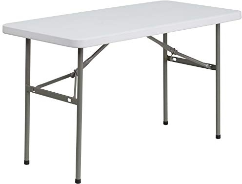 Flash Furniture Elon 4' Rectangular All-Occasion Plastic Folding Event Table, Folding Banquet Table for Indoor/Outdoor Events, White