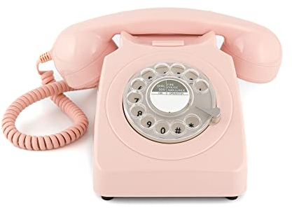 GPO 746ROTARYPINK retro telefon med valskiva på 70-talet design rosa nejlika rosa