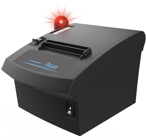 ACLAS Thermodrucker Bondrucker Quittungsdrucker 80mm, 250mm/s Küchendrucker mit Blinklicht & Signalton, Ethernet, Automatischer Cutter, ESC/POS für Restaurant, Bar, Café