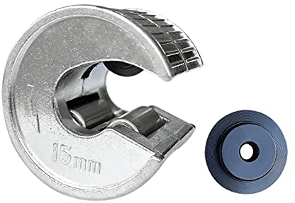 PLOWFAR 15mm Pipe Cutter Copper Pipe Slice Tube Cutter Zinc Alloy Body with 1 Replacement Cutting Wheel