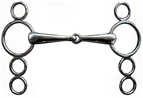 tooloflife Gag olandese a 3 anelli, bocchino in acciaio inox, spessore della bocca del cavallo, gag (135 mm)