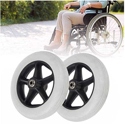 Wheelchair Front Wheels, 2Pcs Solid Wheel Replacement for Wheelchairs Walker, 6 7 8 Anti-Slip Rubber Wheel Universal Wheelchair Replacement Wheel Accessories Grey,8in (20cm)