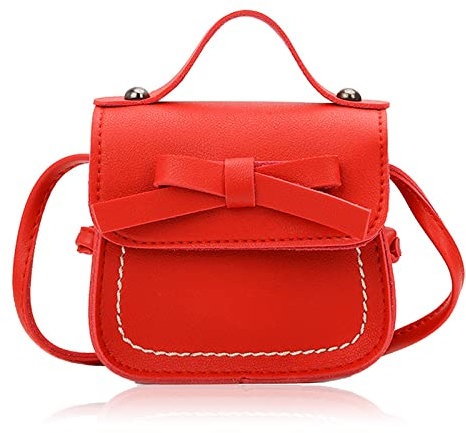 Spldsun Mini Mignonnes Sac Princesse, Mini Sac à Main avec Nœud Papillon, Mini Sac à Bandoulière Corps Croix, pour Enfants 1 à 3 Ans (Rouge)