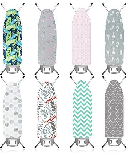 Lightweight Folding Ironing Board with Iron Rest Sturdy 4 Leg With Strong Frame And 100% Cotton Cover Free Standing Iron Board with Stand Compact Easy Carry Camper Van Caravan (Medium (97 x 30cm))