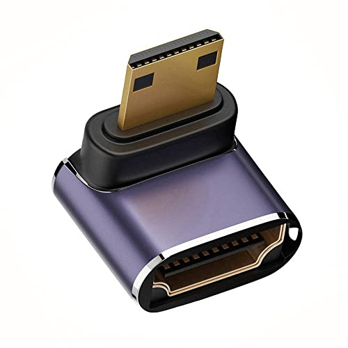 cablecc Mini HDMI mâle vers HDMI 2.1 Femelle Prise en Charge UHD 8K 60hz Extension HDTV Convertisseur doré Adaptateur coudé à 90 degrés Prend en Charge HDCP et 3D