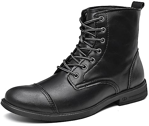 LUODENGLANG Chukka Boots Casual Fashion Oxford Dress Boots Leather Lace Up Desert Ankle Boots Classic For Men Lightweight Anti Slip Black 45 M 10.5