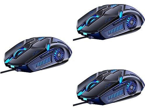 Hemobllo 3pièces Souris USB Luminescente Silencieuse Ergonomique pour Jeux Accessoire Informatique Noir avec Effets De Lumière Multicolores