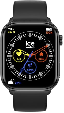 ICE-WATCH - Ice Smart 2.0 Black - Montre connectée Noire avec Bracelet en Silicone Noir pour Homme - 022535 (1,96 Pouces)