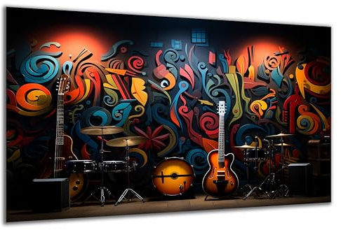 DARO Design - Wand-Bild auf 6mm HDF 84x56 cm Graffiti Musik-Instrumente - Wand-Deko Bilder Geschenk