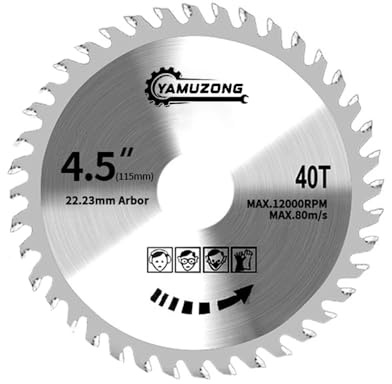 YAMUZONG „4,5“ Winkelschleifer-Kreissägeblatt, 40 Zähne, Holzsägeblatt, Hartmetall-Sägeblatt, Sägeblatt für Winkelschleifer, 115 mm, zum Holzschneiden