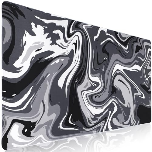 Sevenpers Mauspad XXL, Gaming Mauspad 900x400mm Groß Fluid Art Mousepad | Verbessert Präzision und Geschwindigkeit Mouse Pad, Waschbares Mousepad für Gamer,PC,Maus und Tastatur(Grau)