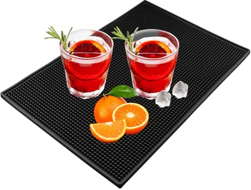 EXIN DEHCEN Silikon Abtropfmatte Schwarz Maxi, 45 x 30 cm Bar Service Matte, Barmatte PVC, Silicone Non-slip Draining Insulated Bar Mat, Gummi-Abtropfmatte für Bar, Club, Theken, Küche, Restaurants