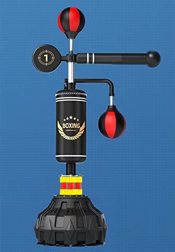 Speed-Boxsäcke für Kinder und Erwachsene, freistehender Boxsack mit Speedball/Schwingarm/Sandsack, Reaktionsziel für das Fitnesstraining im Heim-Fitnessstudio mit rotierendem Stock, höhenverstell
