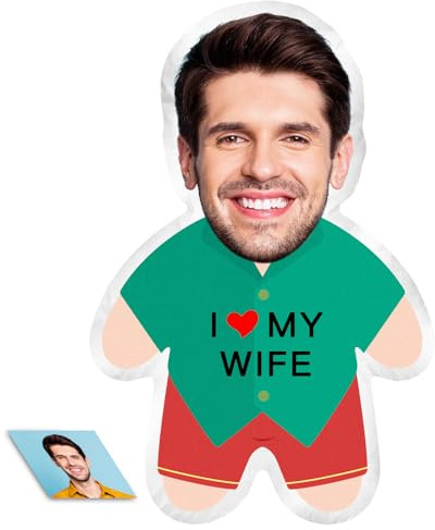 LucBuy Personalisiertes Gestaltetes Gesichtskissen, Individuell Foto Plüschpuppenkissen, Doppelseitiger 3D Druck, Sofadekoration Hässliche Kissen, Volti Cuscini Brutti (S13)