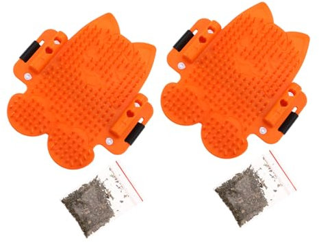 DRESSOOS 1 Satz Katzen massage zubehör Eckkratzer für Katzen Eckmassagehandschuh mit Katzenminze katzenbürste katzen bürste praktisches Haustierzubehör Katzenecke selbst Plastik Orange