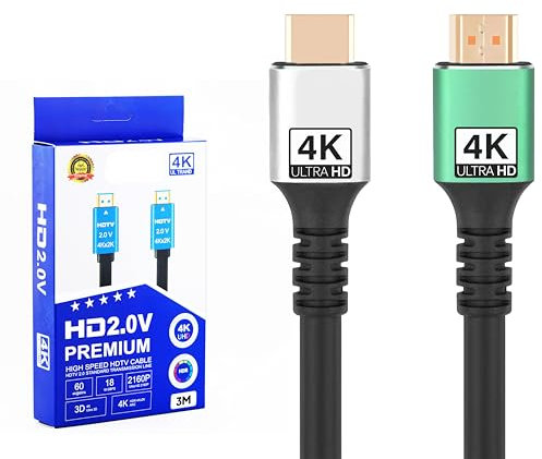 FusionTG 4K HDMI Cable Premium HDMI 2.0 Cable for Ultra HD, High-Speed Data Transfer, 18Gbps, Compatible with XBOX, PS5 and all Gaming Consoles, TV, Monitor, Blu-ray, and Streaming (3M)