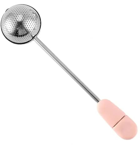 Lebensmittelfilter, 1 x drehbares Tee-Ei, 304 Edelstahl, Teefilter mit langem Griff, Teelöffel-Sieb (FH)