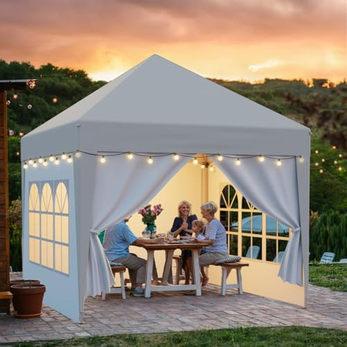 arvioo Cenador de 2,5 x 2,5 m con 4 paredes laterales, protege tu celebración, cenador plegable, resistente al agua, estable, resistente al invierno, protección UV, 3 alturas, estructura de acero y