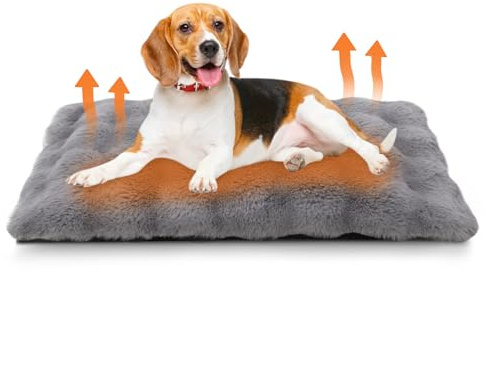 XIAPIA Selbstheizende Decke Katze & Hunde, Flauschig Selbstwärmend 90*60 CM | Katzendecke ohne Kabel, Wärmedecke Heizdecke ohne Strom, Washbar Thermodecke Katzenkissen Katzenbett Indoor im Auto Grau