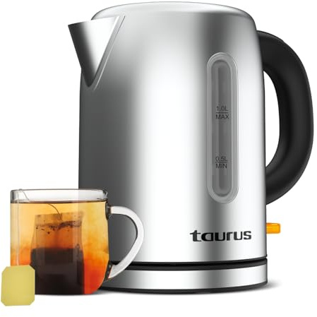 Taurus - Hervidor Eléctrico 2400W, 1L, Acero Inoxidable, Auto Off, BPA Free
