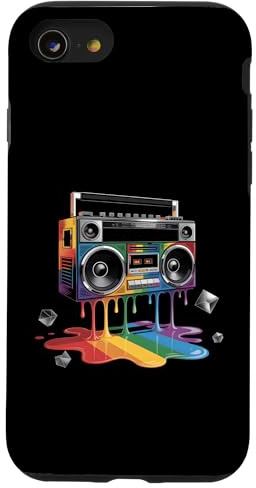 Rainbow Peinture Goutte à Goutte Boombox Old School 80s Musique Hip Hop Coque pour iPhone SE (2020) / 7/8