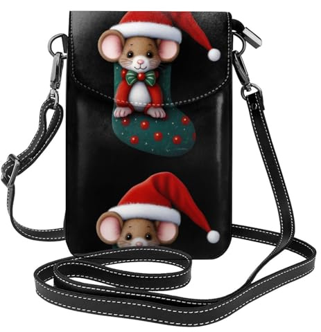 Piccola borsa per cellulare 19,3 x 12,4 cm HYTTER Topolino in calza di Natale Stampe alla moda, pratica e multifunzionale per passeggiate, campeggio, shopping, viaggi