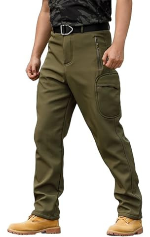 Generisch Pantalones de lluvia de forro polar para hombre, montañismo, jogging, forro polar, pantalones de softshell, pantalones cargo cálidos, resistentes al agua, pantalones de senderismo