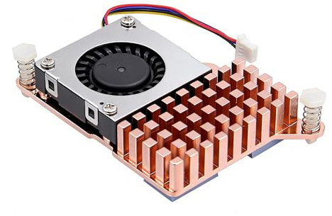 Dissipateur cuivre Geekworm H510 avec ventilateur pour Raspberry Pi 5 | Refroidissement actif, Matériau cuivre, avec ventilateur PWM 3007, pads thermiques pré-appliqués, plug & play