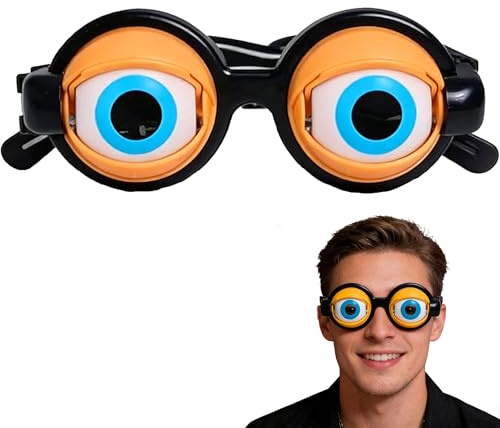 Gwezmxs Lustige Brillen, Glubschaugen Brille mit Augen, Spaßbrille Verrückte Augens für Kostümzubehör & Foto Requisiten - Gelbe