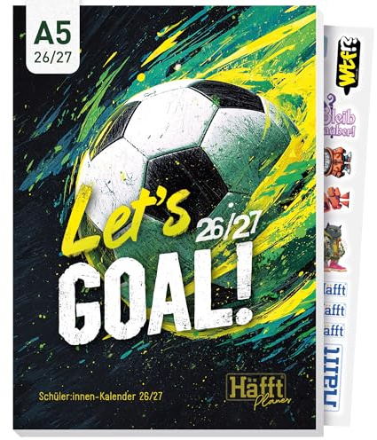 Häfft® Planer 2026 2027 A5 - Softcover Schülerkalender Let’s Goal | Mit Anti-Langeweile-Garantie - Hausaufgabenheft, Schulplaner, Schülerplaner inkl. Wissen, Sticker, lustige Sprüche & mehr
