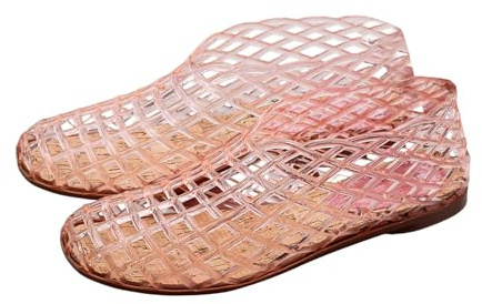 Genérico Sandalias Transparentes de Malla para Mujer Zapatos Bailarina Verano Tacón Bajo Cómodos Calzados Playa Huecos Sin Cordones Gelatina Adulto Casual