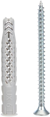 fischer - Cheville pour tous les matériaux de construction UX 6x50 avec collerette et vis/boîte de 25