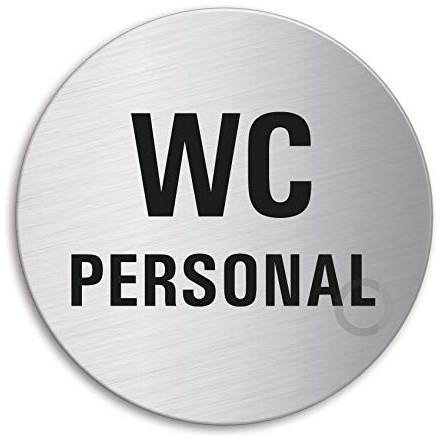 Schild WC Personal Türschild aus Edelstahl Ø 100 mm selbstklebend Nr.7717