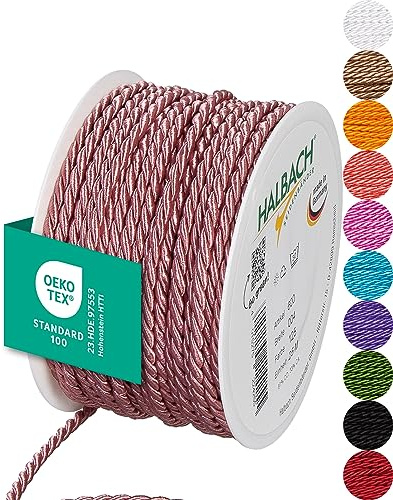 Halbach Seidenbänder Premium Kordel (Dunkelpink) | Breite 4mm Länge 25m | Made in Germany & Öko-Tex Zertifiziert | glänzende Satinkordel aus Acetat