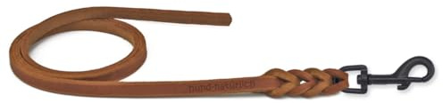 Fettlederleine für Hunde 1m / 1,35m / 2,20m / 3m Bolzenkarabiner schwarz matt, ohne Handschlaufe Cognac 3m x 8mm