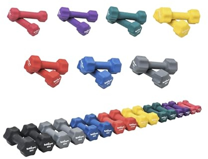 Bad Company Neopren Hanteln 0,5kg bis 5kg farbig I Kleine Hantel gummiert für Fitness Gymnastik Aerobic Zuhause I Home Gym Kurzhanteln für Frauen Männer I Dumbbells