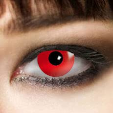 KingofHalloween.de Rote farbige Kontaktlinsen Red Devil 1 Paar Zombie Vampir Cosplay Fastnacht Verkleidung Karneval Schminke Halloween Make up ohne Sehstärke