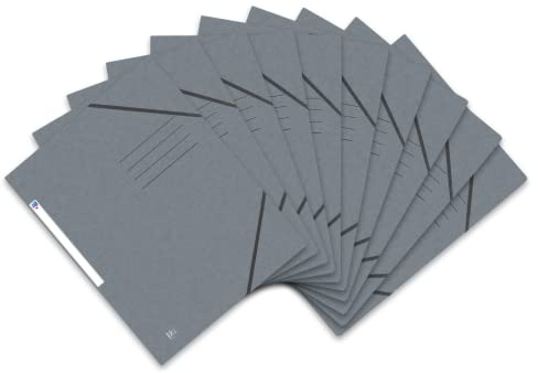 Oxford Top File + Eckspannermappe A4, extrastark aus Karton, grau, 10er Pack, 400116327