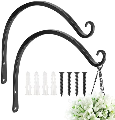 FEED GARDEN Lot de 2 crochets muraux à suspendre pour plantes, 35,6 cm, support décoratif droit pour plantes à oiseaux, carillons, paniers de fleurs, tapis de yoga, utilisation en intérieur/extérieur,